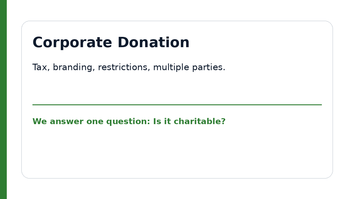 Corporate donation example